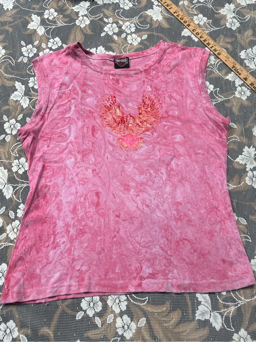 Women’s Pink Sleeveless Graphic Tank Top Harley Davidson Vancouver, WA Tie Dye